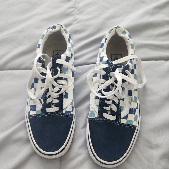 Vans Other - Vans Blue and White Checkered Loafers